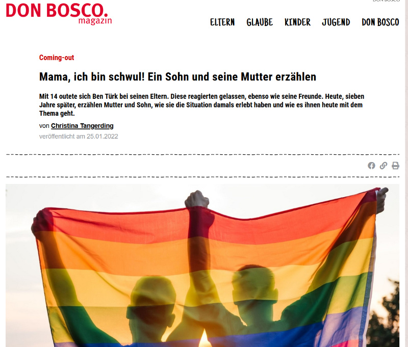 Screenshot von Artikel bei Don Bosco